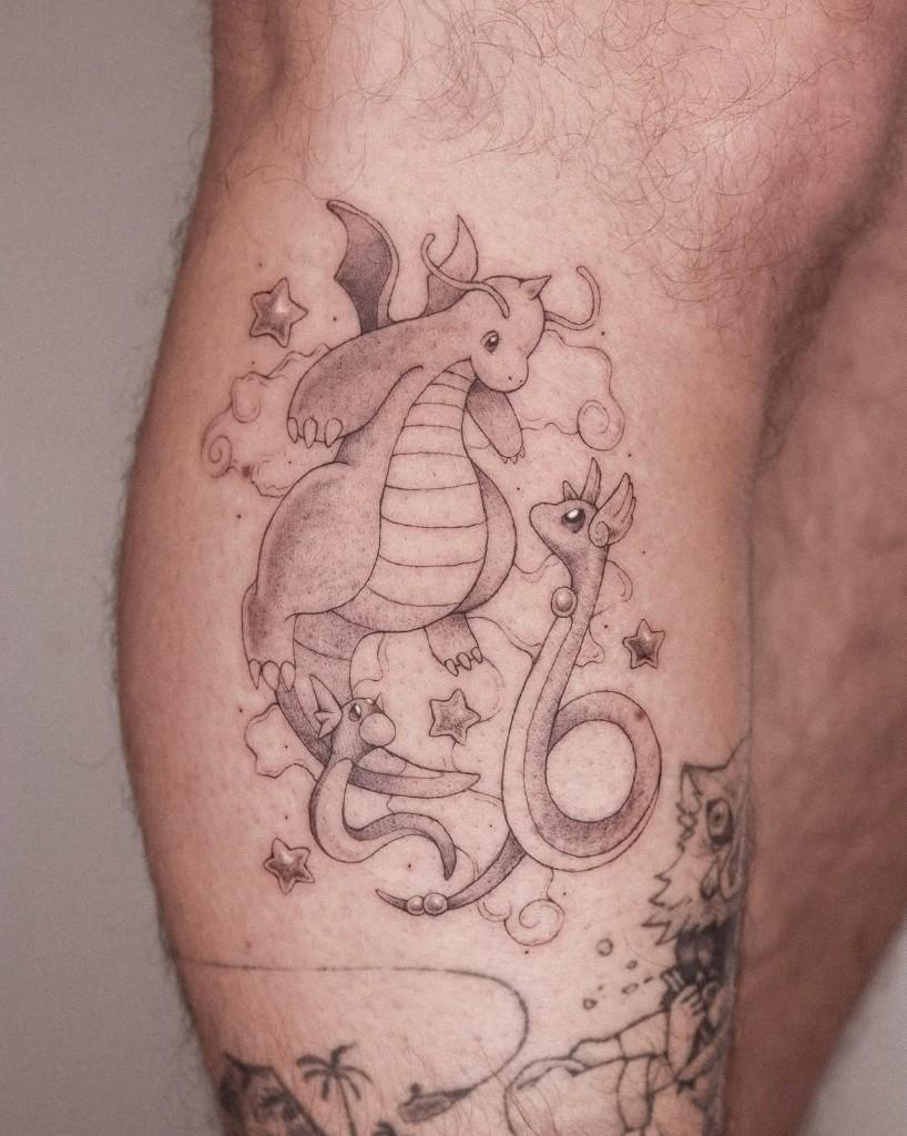 Pokémon fine-line tattoo by cisne_tattoo